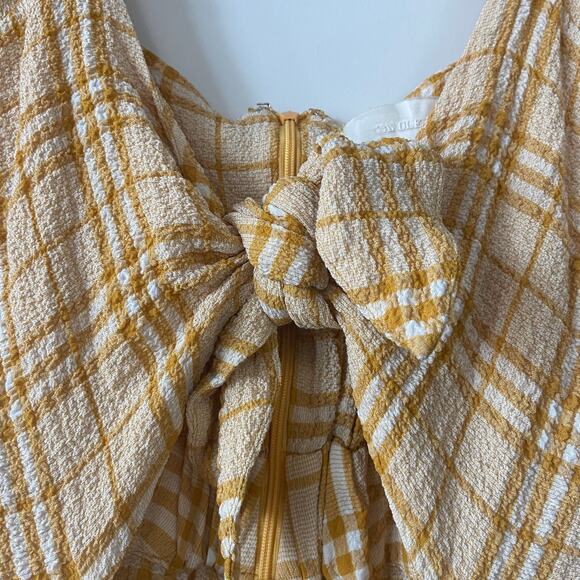 Capulet Flynn Romper Women's Size Medium Yellow & White Tie Front Plaid Romper - Picture 6 of 11